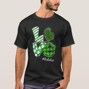 Stethoscope Love Pediatric Nurse Plaid St Patricks T-Shirt