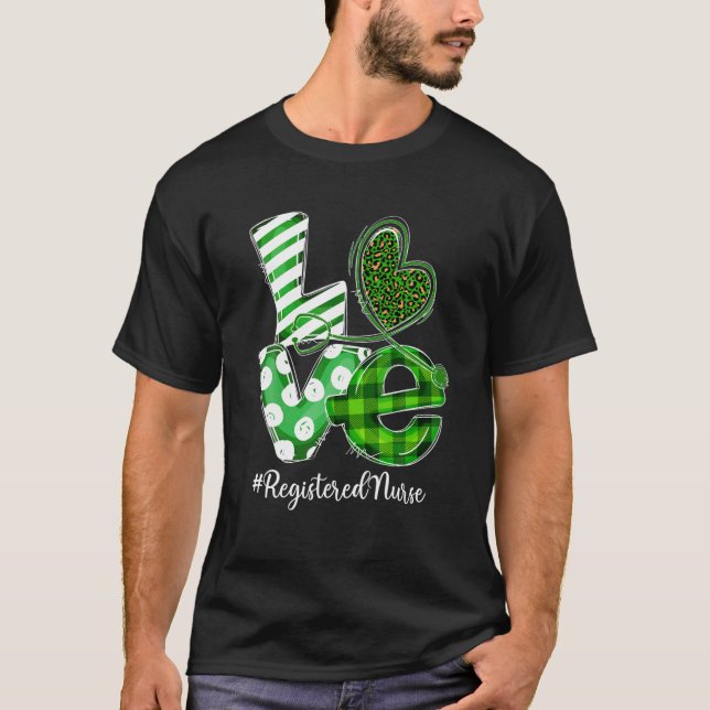 Stethoscope Love Registered Nurse Plaid St Patrick T-Shirt (Front)