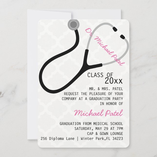Stethoscope Medical Doctor Graduation Announcement (Front)
