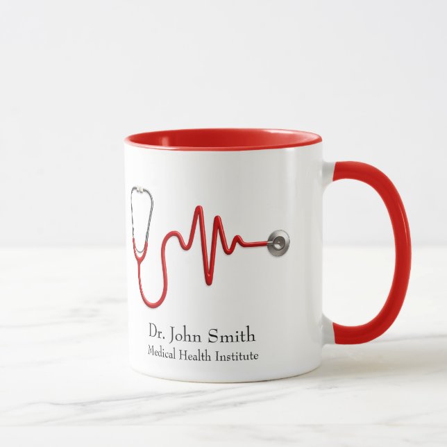 Stethoscope Medical ECG Wave EKG Heartbeat Line Mug (Right)