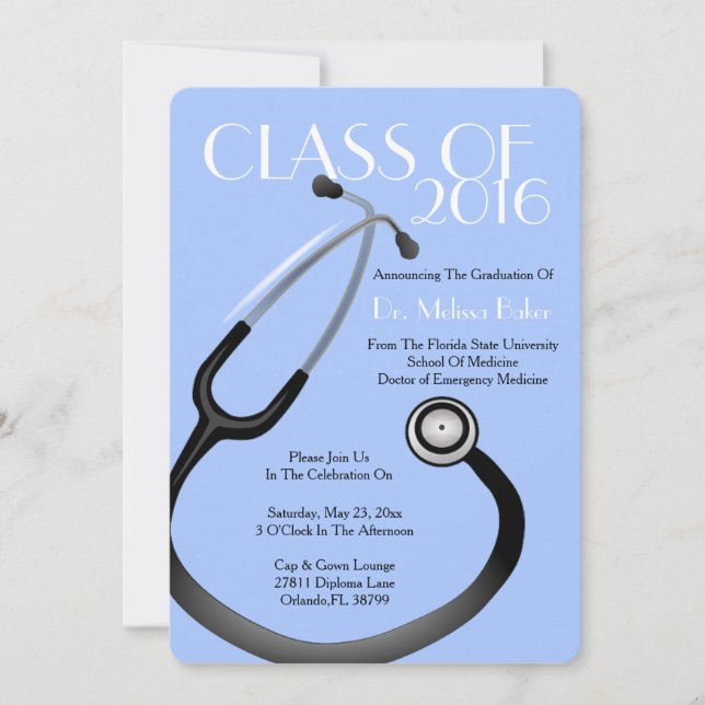 Stethoscope Medical School Graduation Announcement (Front)