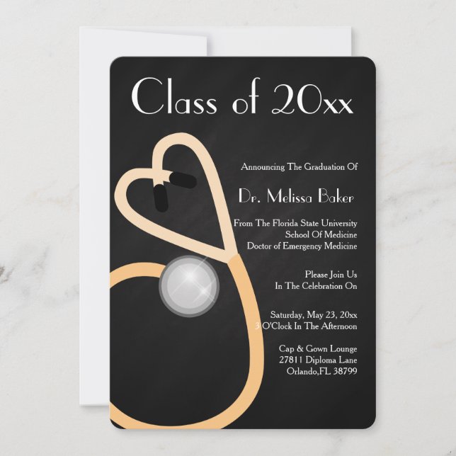Stethoscope Medical School Graduation Announcement (Front)