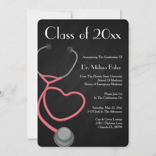 Stethoscope Medical School Graduation Announcement (Front)