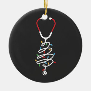 Stethoscope Medical Supplies Christmas Tree Lights Ceramic Ornament