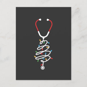 Stethoscope Medical Supplies Christmas Tree Lights Invitation Postcard