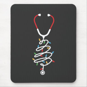 Stethoscope Medical Supplies Christmas Tree Lights Mouse Pad
