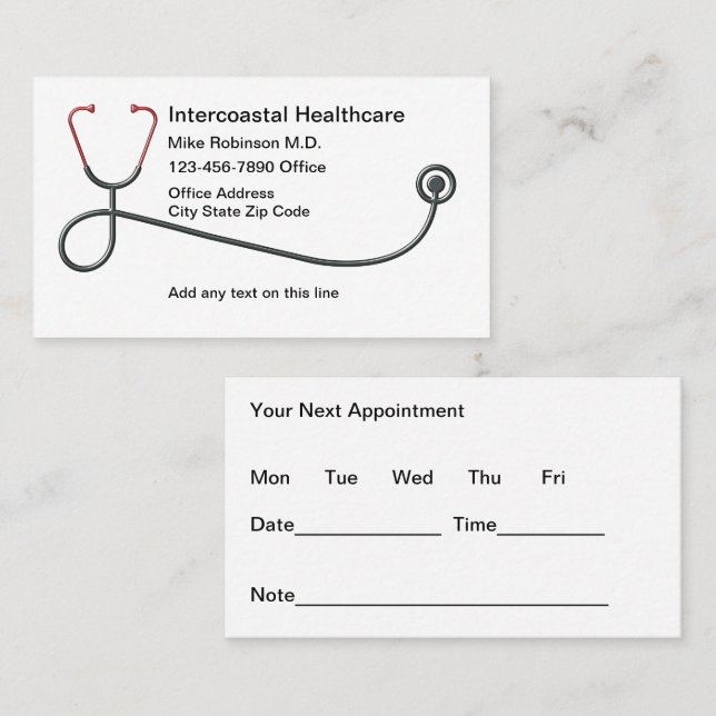 Stethoscope Médicale Cartes de visite de nominatio (Devant / Derrière)