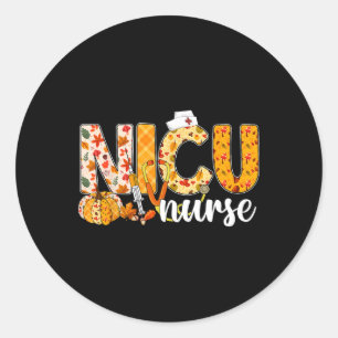 Stethoscope Nicu Nurse Fall Yall Autumn Leaves Tha Classic Round Sticker
