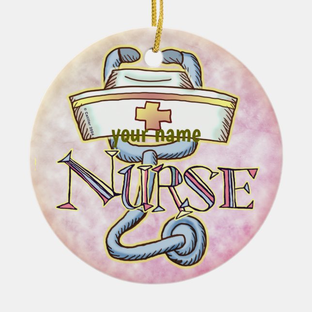 Stethoscope nurse  ceramic ornament (Front)