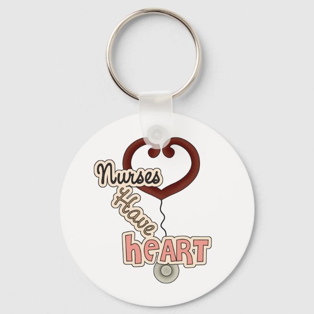 Stethoscope Nurses Have Heart T-shirts and GIfts Keychain (Front)
