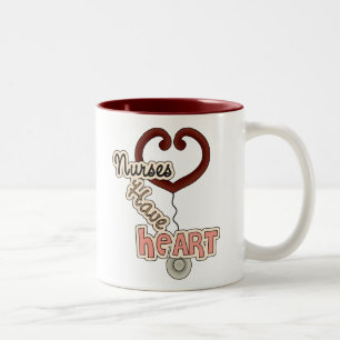 Stethoscope Nurses Have Heart T-shirts and GIfts Two-Tone Coffee Mug
