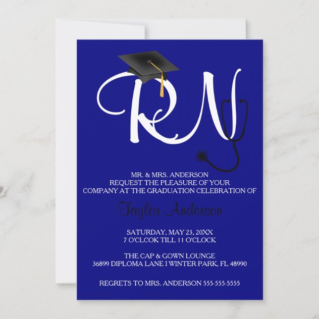Stethoscope Nursing School Graduation Announcement (Front)