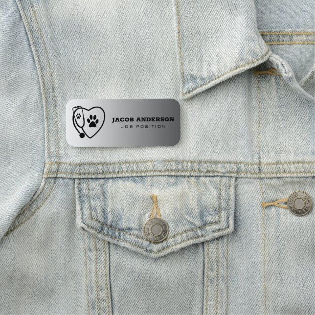 Stethoscope & Paw Print Name Tag (In Situ)