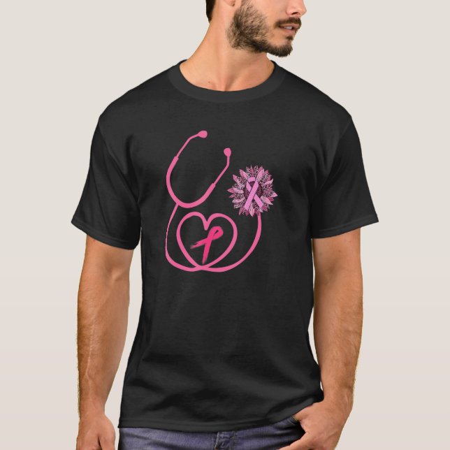 Stethoscope Pink Ribbon Breast Cancer Awareness Mo T-Shirt (Front)