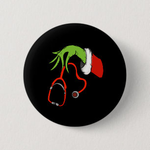 Stethoscope Santa Funny Christmas Xmas Nurse Nursi 2 Inch Round Button