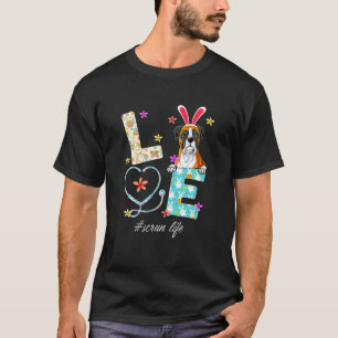 Stethoscope Scrub Life Nurse Boxer Dog Easter Day T-Shirt