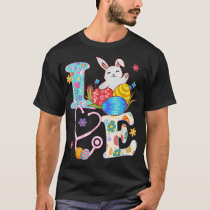 Stethoscope Scrub Life Nurse Bunny Easter Day Outf T-Shirt