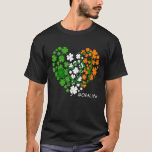 Stethoscope Shamrock Heart Cma Life Nurse St Patri T-Shirt