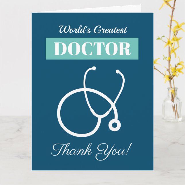 Stethoscope thank you card for medical doctor MD (Yellow Flower)