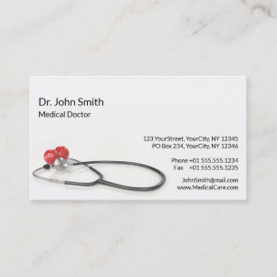 Stethoscope with Heart   Medical Care & Healthcare Business Card