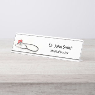 Stethoscope with Heart   Medical Care & Healthcare Desk Name Plate