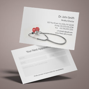 Stethoscope with Heart with Notes Section Medical Appointment Card