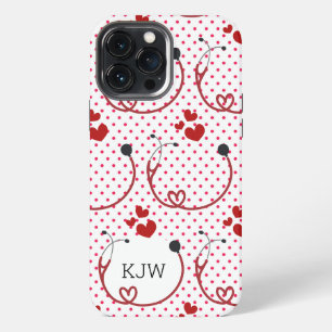 Stethoscopes and Hearts Monogram iPhone 13 Pro Max Case