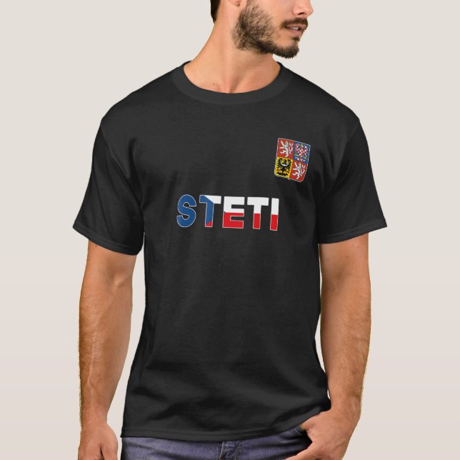 Steti Czech Republic Heart Flag Lion Coat Of Arm E T-Shirt (Front)