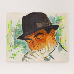 Stetson hat man lighting a cigarette jigsaw puzzle