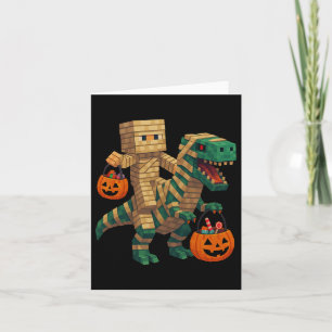 Steve Riding Mummy Dinosaur T Rex Halloween Funny Card