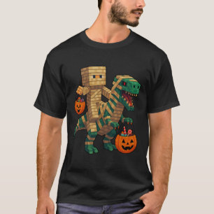 Steve Riding Mummy Dinosaur T Rex Halloween Funny  T-Shirt