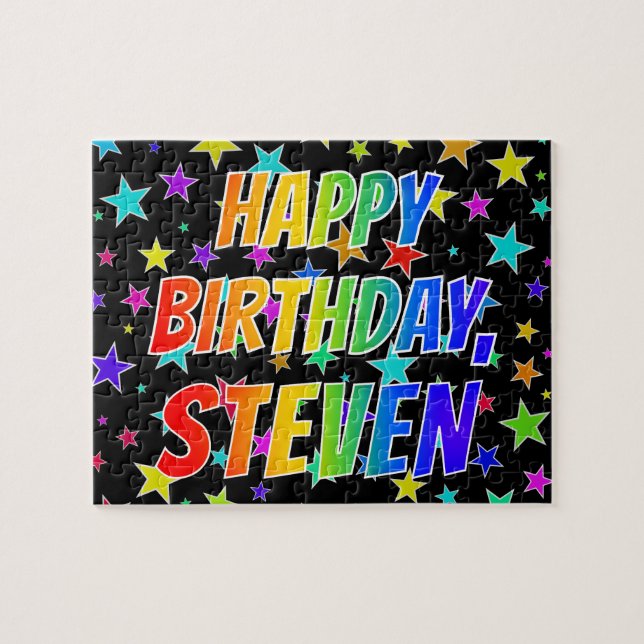 "STEVEN" First Name, Fun "HAPPY BIRTHDAY" Jigsaw Puzzle (Horizontal)
