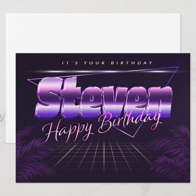 Steven Name First Name pura retro card Birthday (Front/Back)
