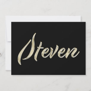 Steven Name white gold Handwriting Card
