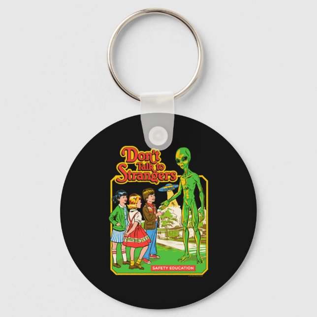 Steven Rhodes Don't Talk To Strangers Alien Retro  Keychain (Front)