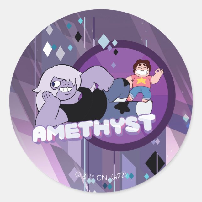 Steven Universe | Amethyst Character Graphic Classic Round Sticker (Front)