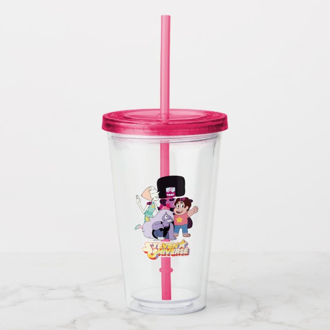 Steven Universe | Crystal Gem Group Huddle Acrylic Tumbler (Front)