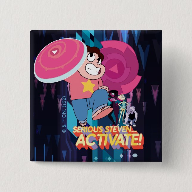 Steven Universe | Serious Steven… Activate! 2 Inch Square Button (Front)