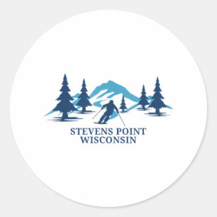 Stevens Point Wisconsin Ski Resort Skiing Skier _1 Classic Round Sticker