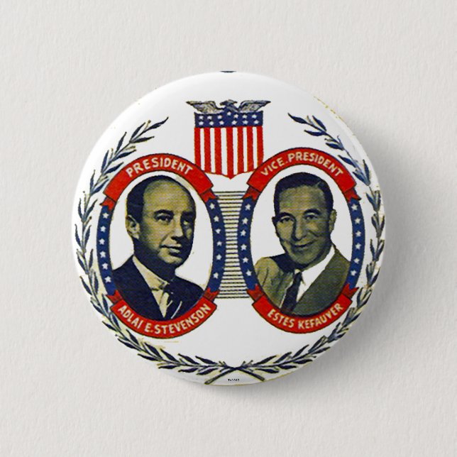 Stevenson, Kefauver jugate - Button (Front)