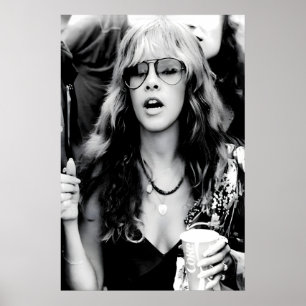 Stevie Nicks in Paris, Black and White Vintage Poster