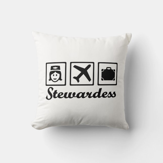 Stewardess airplane throw pillow (Front)