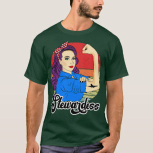 Stewardess Female Gift Retro Vintage Flight Attend T-Shirt