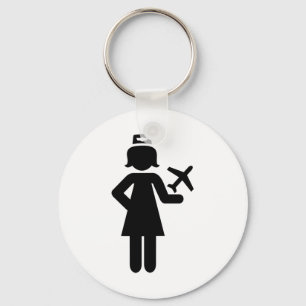 Stewardess plane keychain