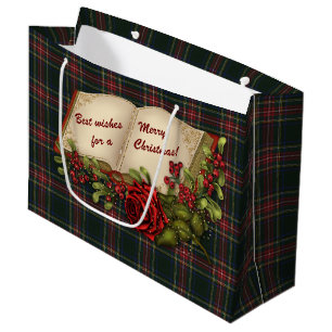 Stewart Black Modern Original Scottish Tartan Large Gift Bag