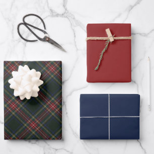 Stewart Black Modern Original Scottish Tartan Wrapping Paper Sheet