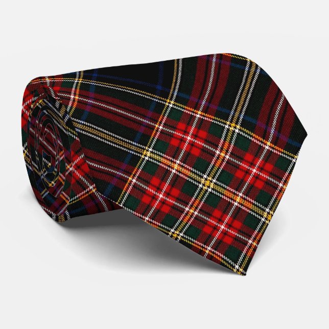 Stewart Black Original Scottish Tartan Cravate (Roulé)