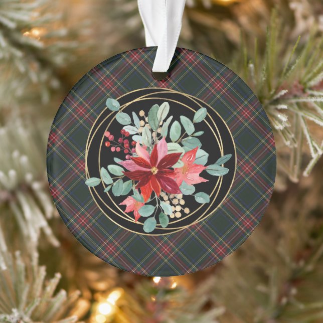 Stewart Black Tartan Grandparents Christmas Ornament (Tree)