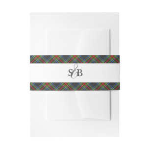 Stewart Black Tartan Scottish Plaid Invitation Belly Band