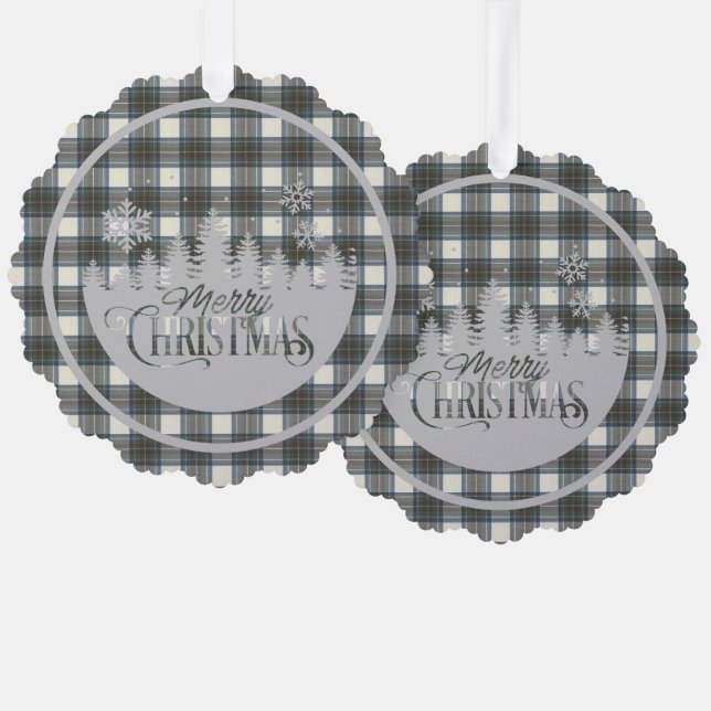 Stewart Blue Dress Scottish Tartan Christmas Ornament Card (Front/Back)